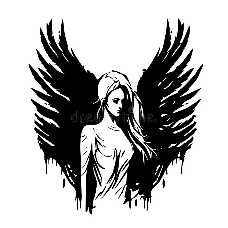 Angel Woman. Vector Illustration of Female Beauty Angel. Silhouette Svg