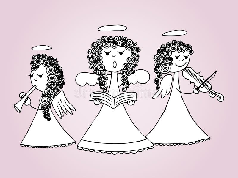 Angeli che cantano e che giocano i canti natalizii royalty illustrazione gratis Angeli che cantano e che giocano i canti natalizii royalty illustrazione gratis