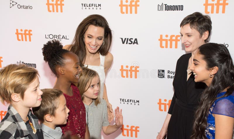 Actress Angelina Jolie with fans at the world Premiere of `The Breadwinner` during the Toronto International Film Festival at Elgin Theatre . celebrity red carpet photography. Angelina brings her kids. Actress Angelina Jolie with fans at the world Premiere of `The Breadwinner` during the Toronto International Film Festival at Elgin Theatre . celebrity red carpet photography. Angelina brings her kids