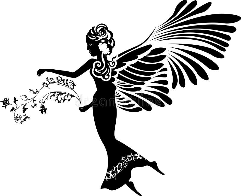 Angelo con fiore illustrazione di stock