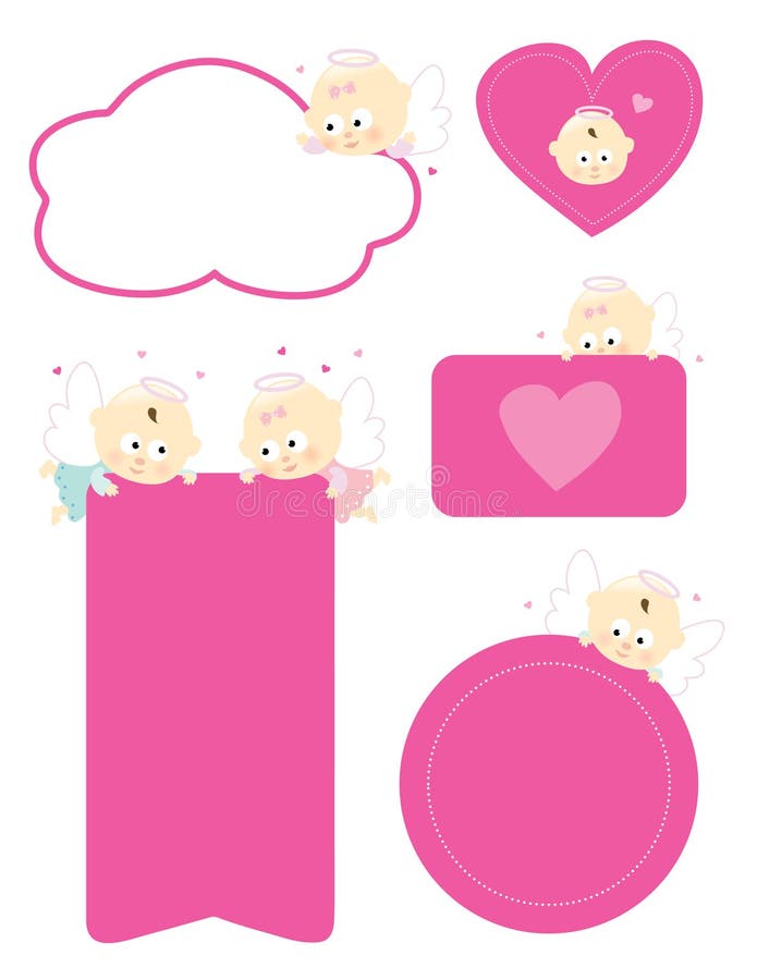 Angels holding signs isolated set royalty free illustration