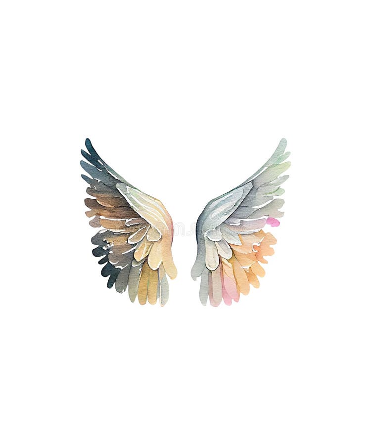 Angels Wings Watercolor stock illustration. Illustration of bird ...
