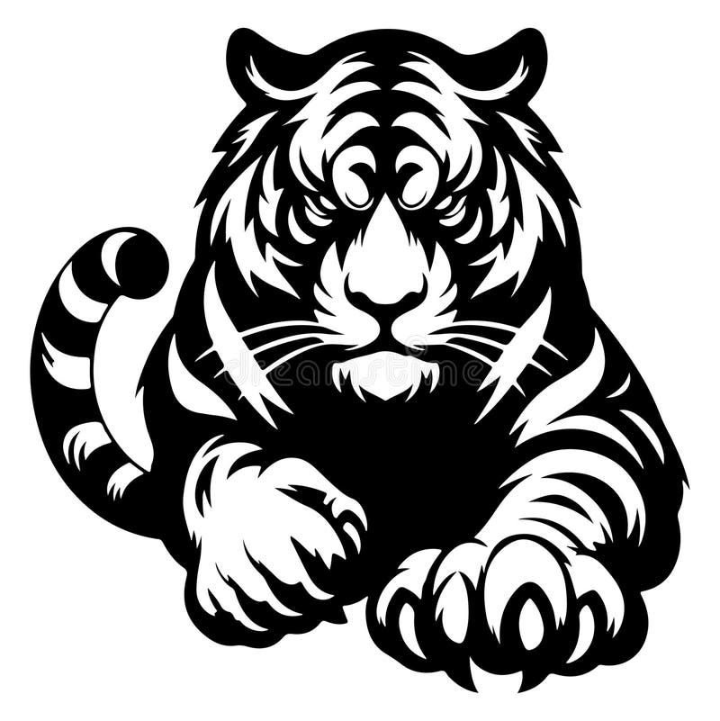 A anger Tiger Silhouette vector illustration art vector illustration