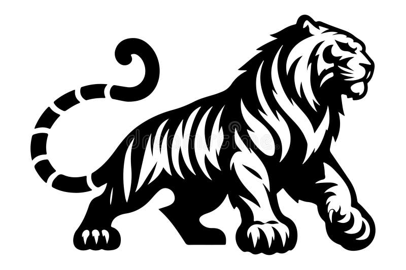 A anger Tiger Silhouette vector illustration art royalty free illustration
