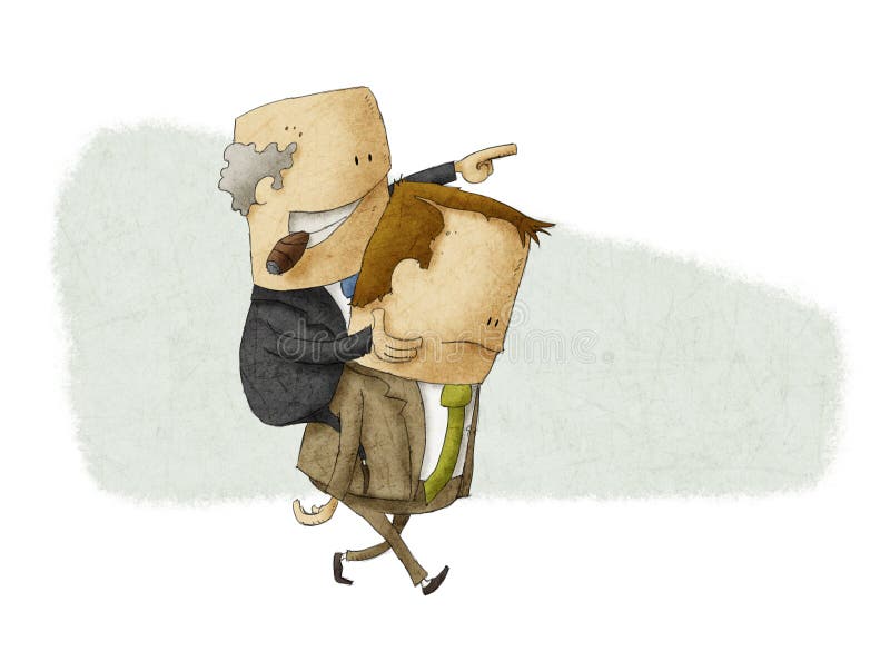 Illustration of Employee piggybacking a boss. Illustration of Employee piggybacking a boss