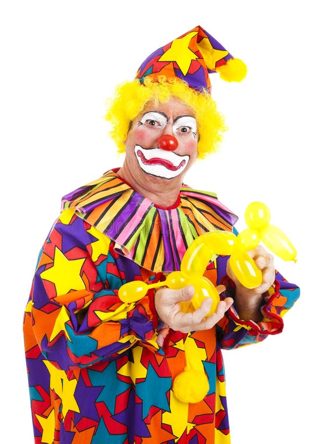 Angewiderter Clown Mit BallonHund Stockbild Bild von unterhalter