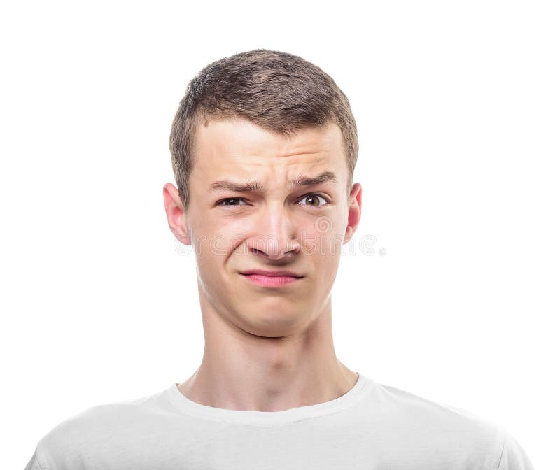 Portrait of a disgusted man. Isolated on white. Portrait of a disgusted man. Isolated on white.