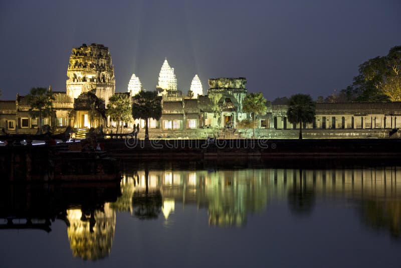 Angkor Wat At Night Stock Photo. Image Of Archaeology - 8380848
