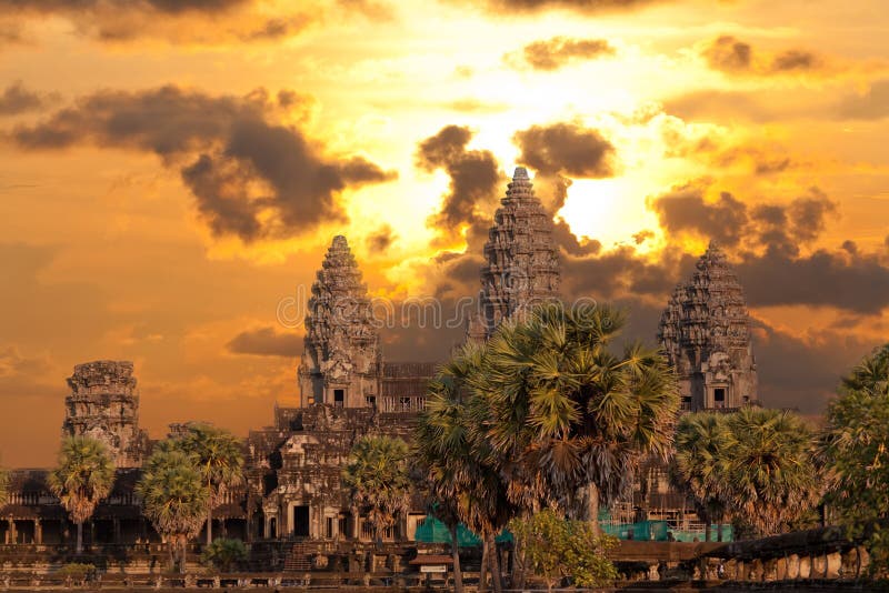 Angkor Wat temple on sunset