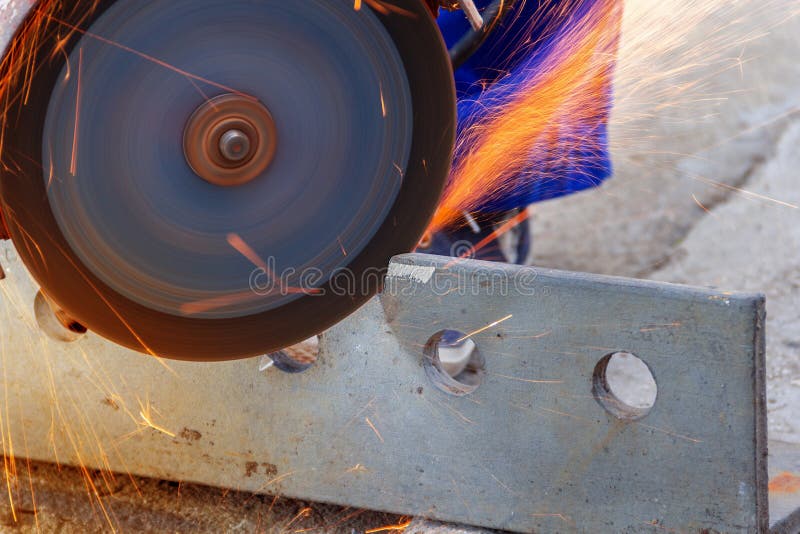 Angle Grinder Cutting Metal Stock Photo Image of flame, production