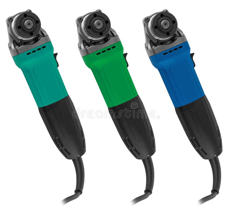 Angle Grinder, Electric Tool for Repair Work, on a White Background