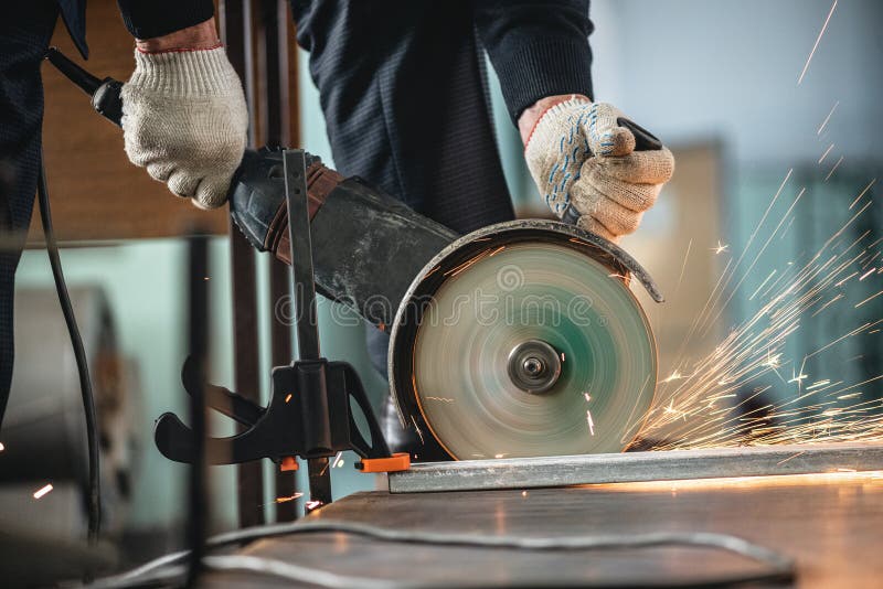 Angle grinder saw stock image. Image of work, metal 188506791