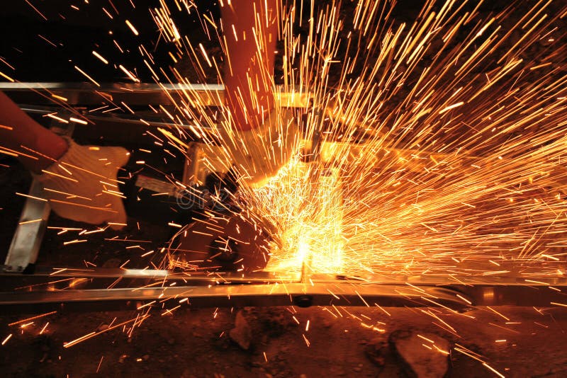 Angle grinder and sparks stock image. Image of length 4209623