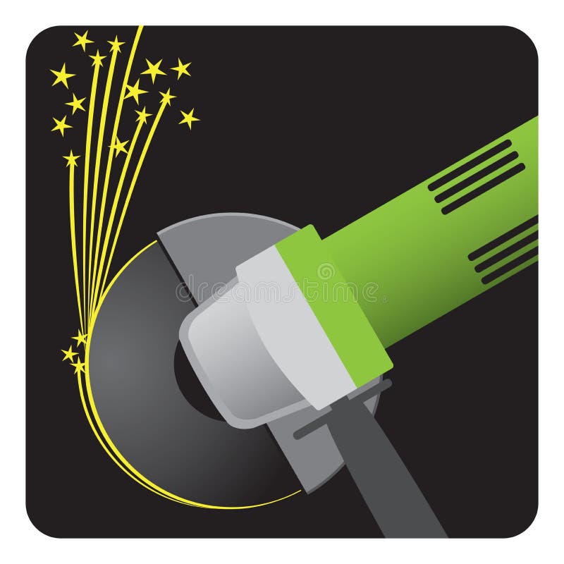 Angle grinder tool at work with sparks vector illustration