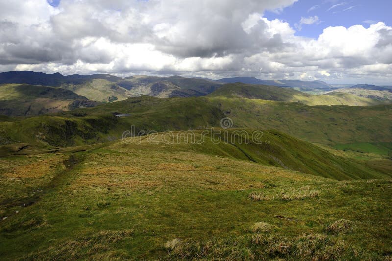 Sunllight light on the Patterdale Fells. Sunllight light on the Patterdale Fells