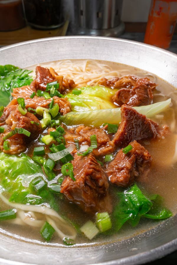 Angle View Fresh Flank Beef Rice Noodle Vertical Composition Stock