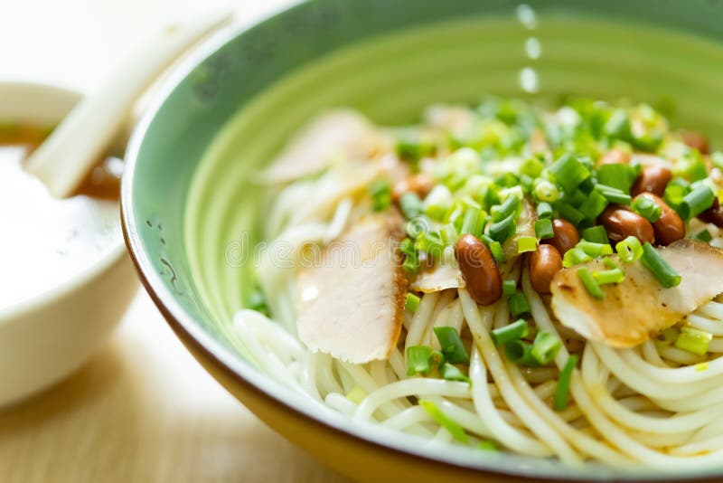 Guilin Rice Noodles with Bowl of Soup Nearby Stock Image Image of