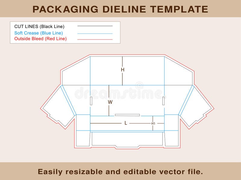 Side Open Book Box with Holding Notch, Book Cover Box Dieline Template