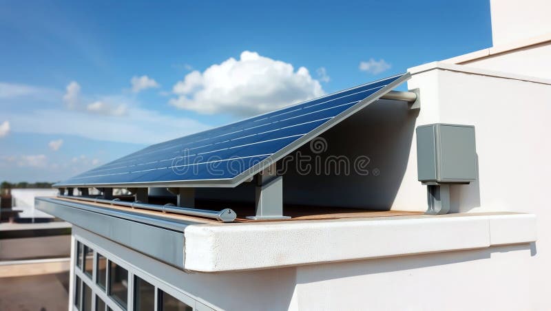 Solar Panel And Electric Box On Wall, generative ai royalty free illustration