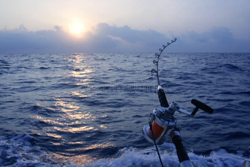 Angler boat big game fishing in saltwater