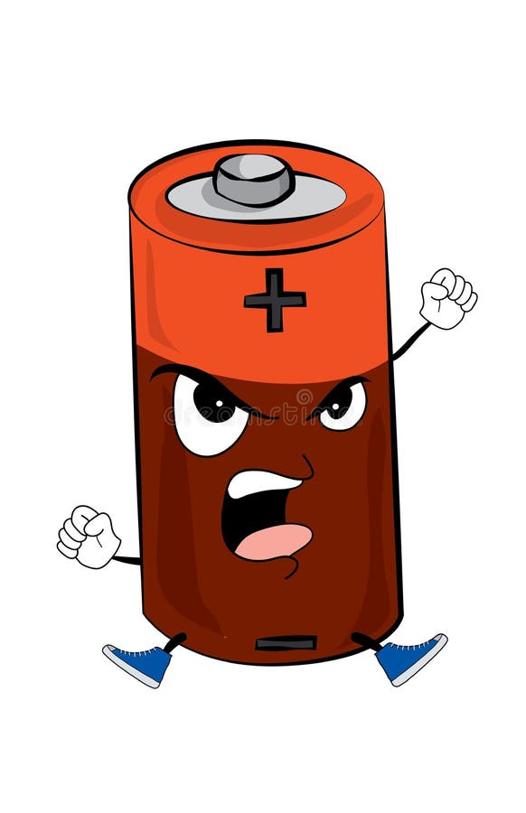 Angry battery cartoon stock illustration. Illustration of fierce - 48598569