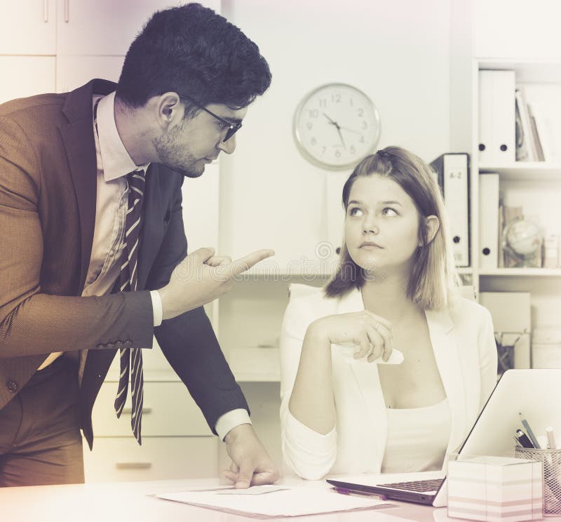 Angry Boss Blowing Up Female Stock Image Image Of Ethnicity Pointing 