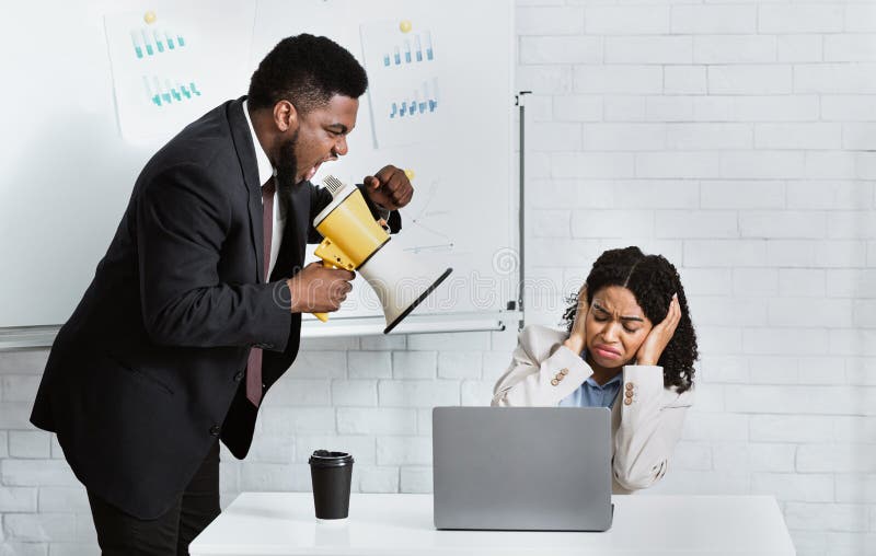 Angry Boss with Screaming at Employee in Stock Photo - Image of occupation,