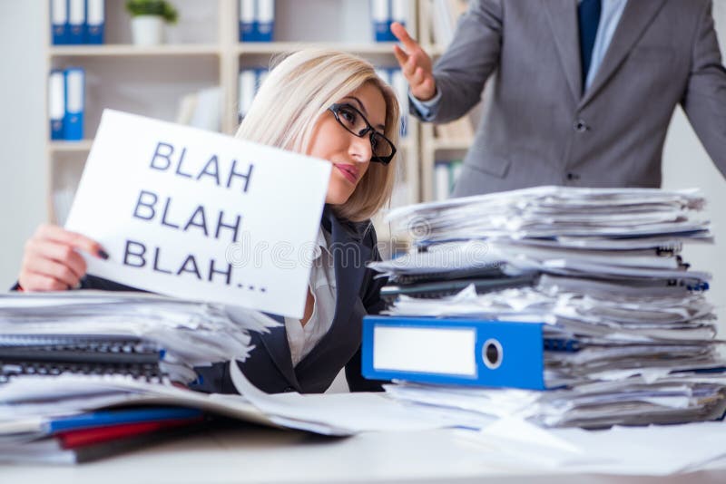 The angry boss yelling at his assistant secretary royalty free stock photo