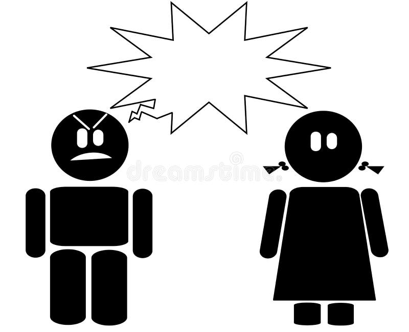 Angry boy and girl icon stock illustration