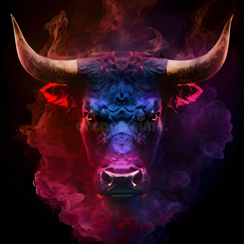 Premium AI Image | An angry bull comes roaring into battle in the glowing  background