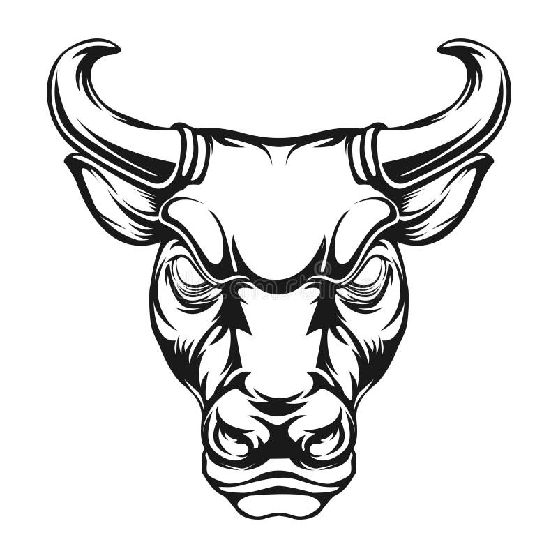 Angry Bull Head. Ink Black And White Drawing Stock Photo, Picture and  Royalty Free Image. Image 153199259.