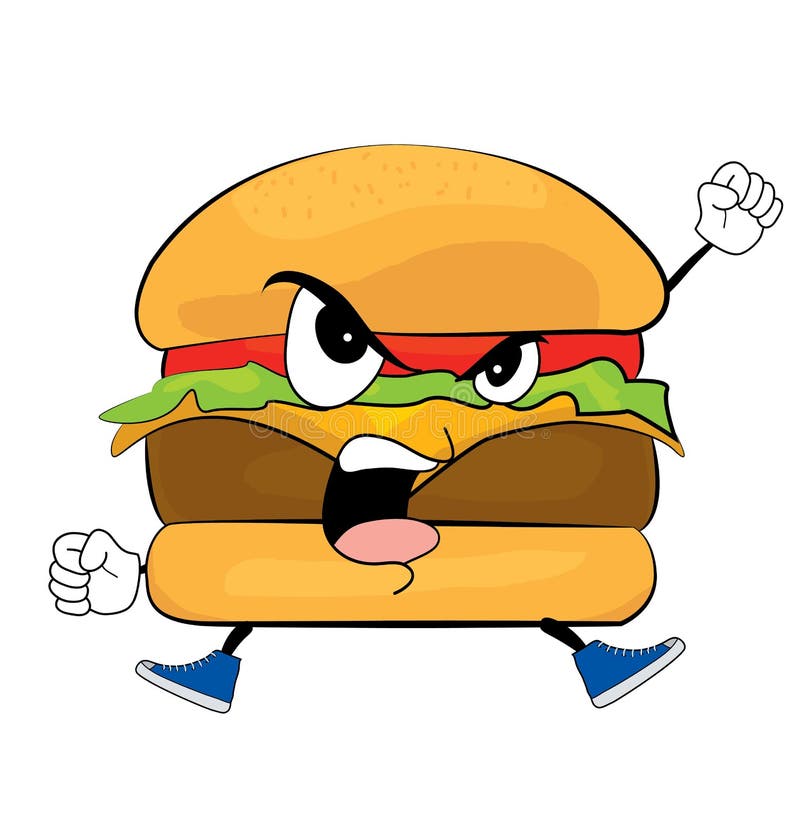 Angry burger cartoon stock illustration. Illustration of tasty 43762526