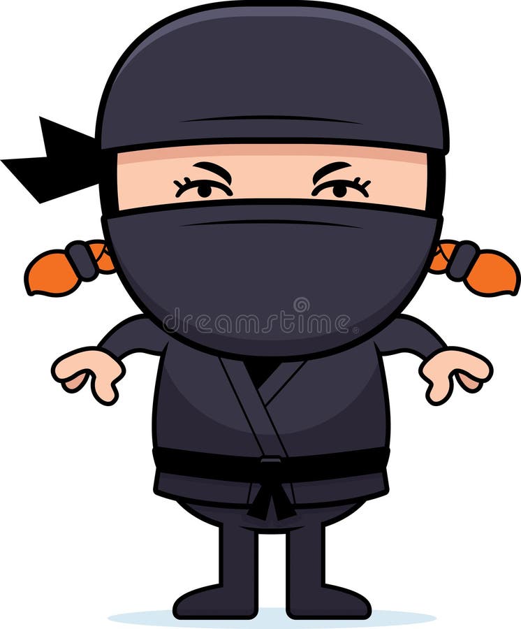 Angry Cartoon Little Ninja stock illustration