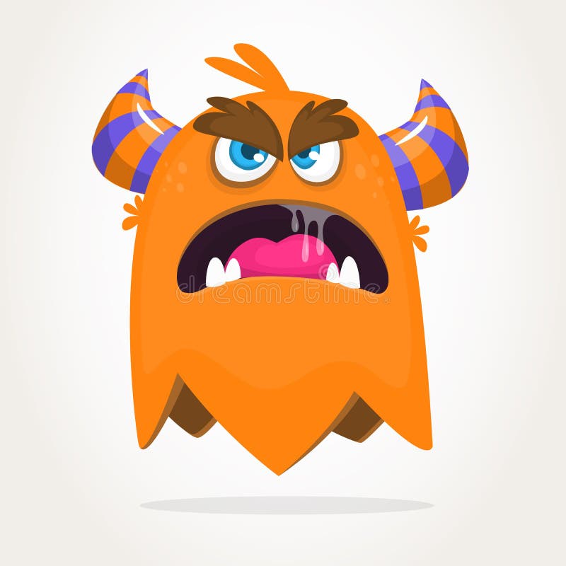  Angry  Cartoon  Orange  Monster Halloween Vector 