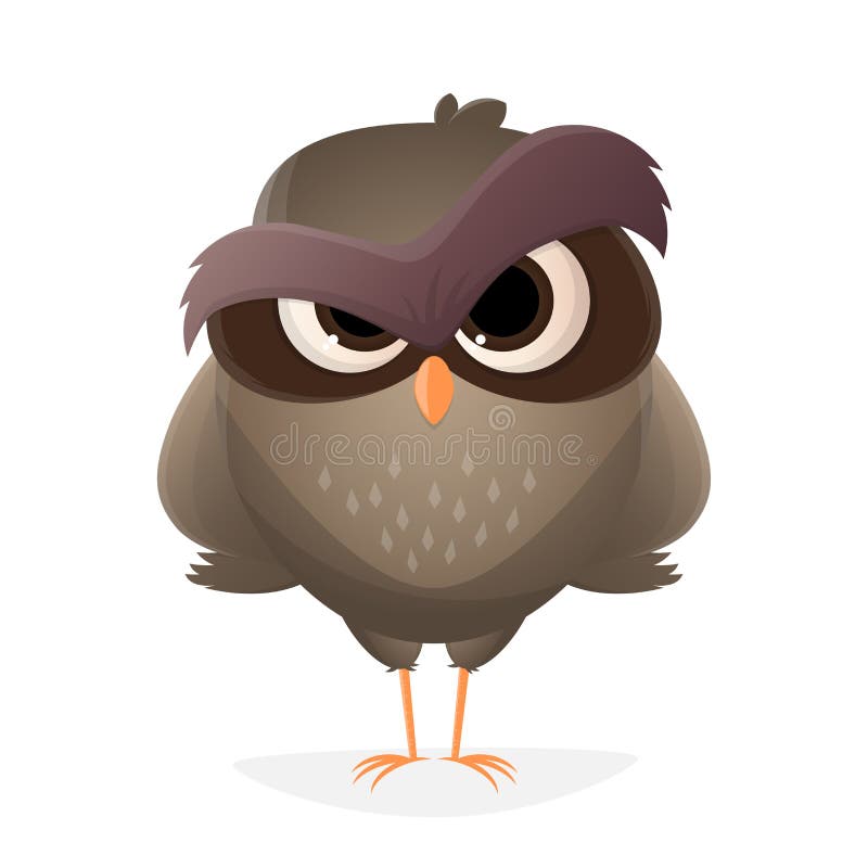 Angry cartoon owl stock vector. Illustration of sullen - 68308248