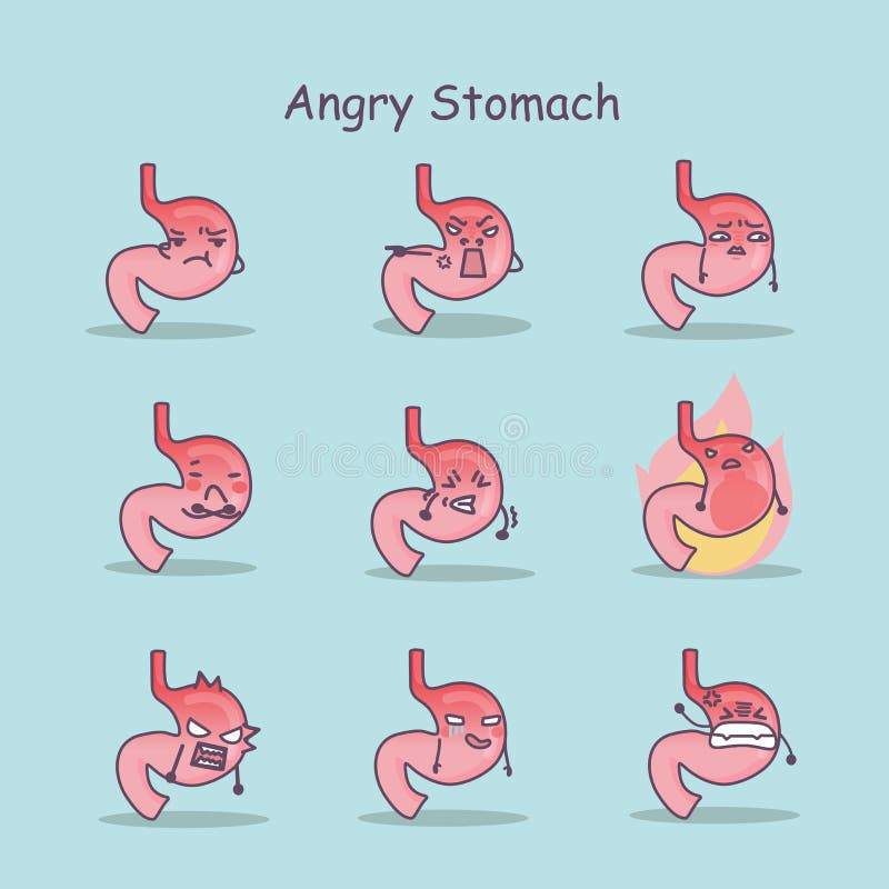 Stomach Angry Emoji Face Avatar. Belly Evil Emotions. Internal O Stock
