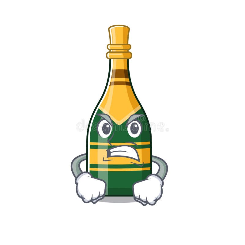 Angry champagne bottle in the character fridge vector illustration