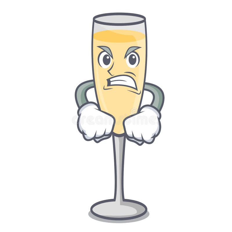 Angry champagne mascot cartoon style vector illustration