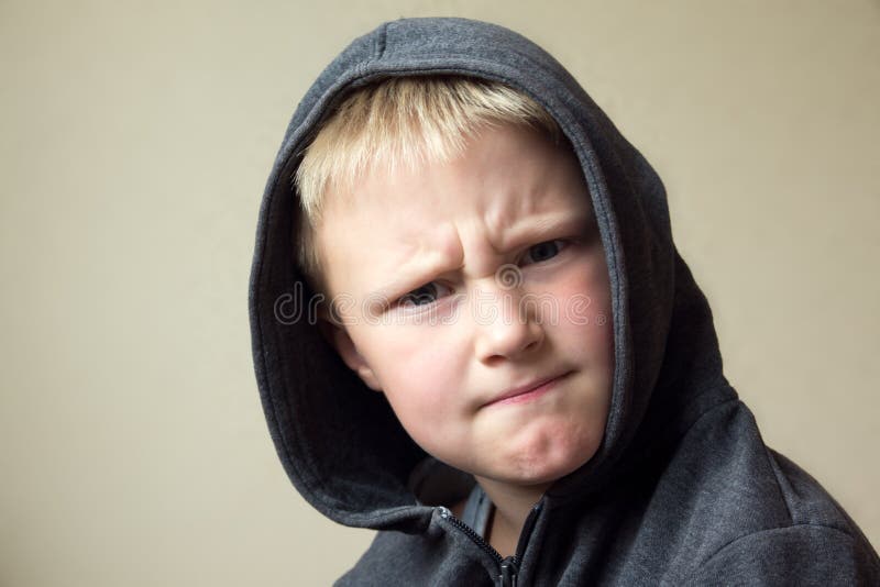 Angry child (boy, kid) portrait