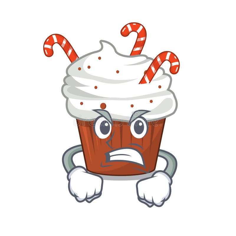 Angry christmas cupcake in the character fridge royalty free illustration