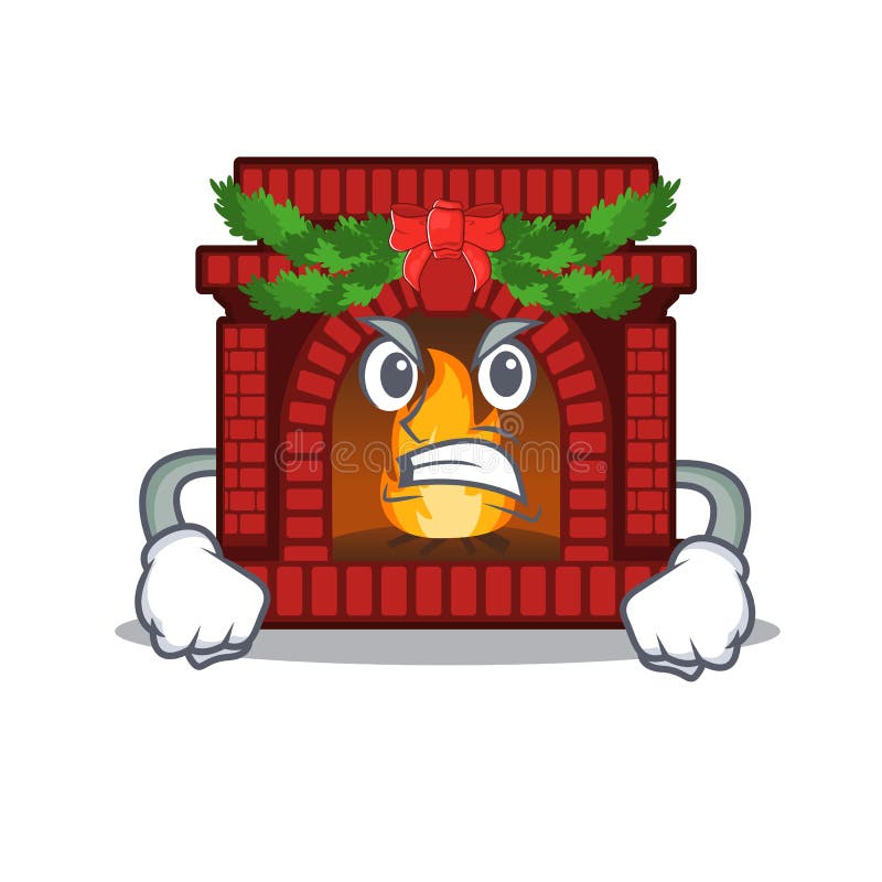 Angry christmas fireplace on of cartoon table royalty free illustration