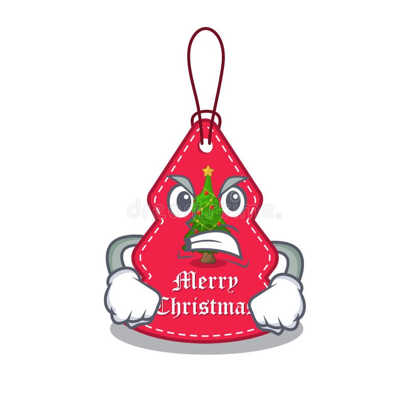 Angry Christmas tag hanging of character door stock illustration