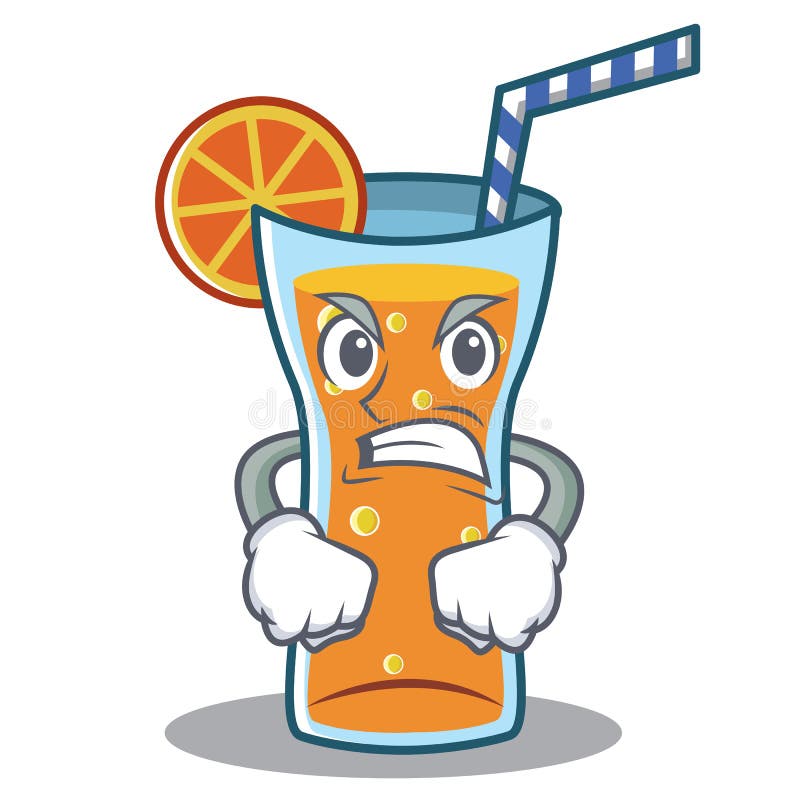 Angry cocktail character cartoon style vector illustration