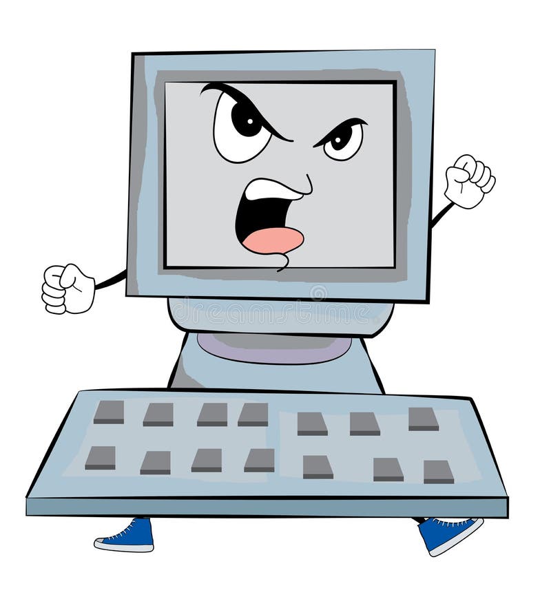 Frustrated Cartoon Computer Clipart