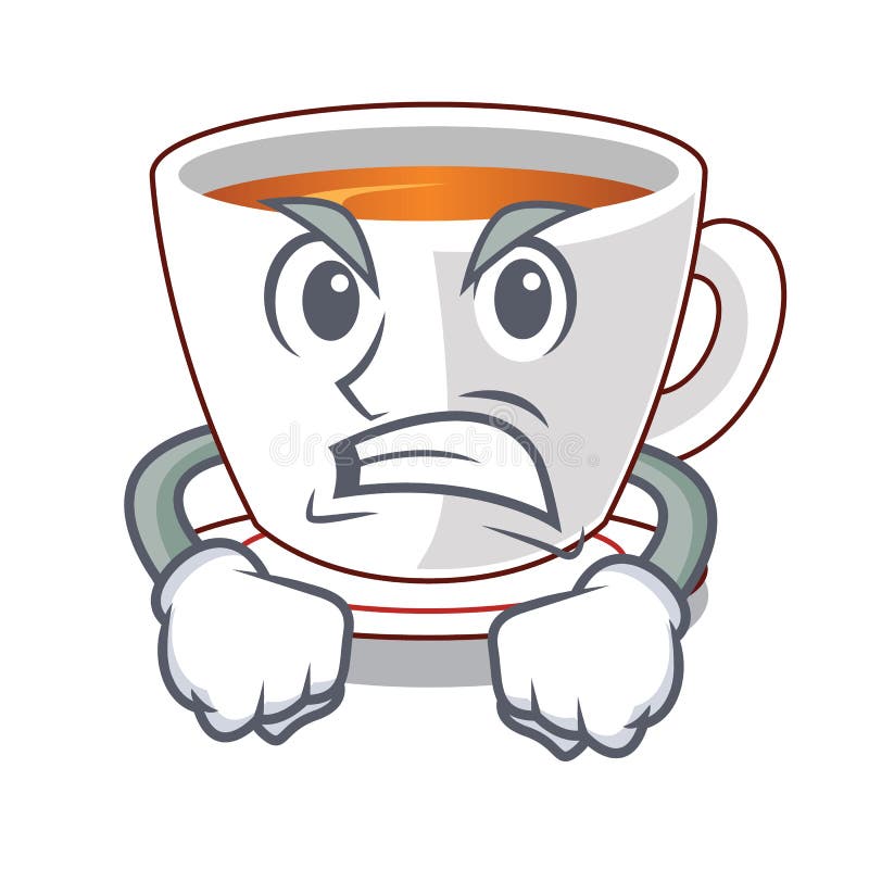 Angry cup mint tea isolated with character. Vector illustration royalty free illustration