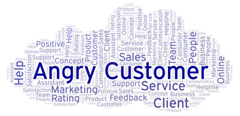 Angry Customer word cloud. stock illustration