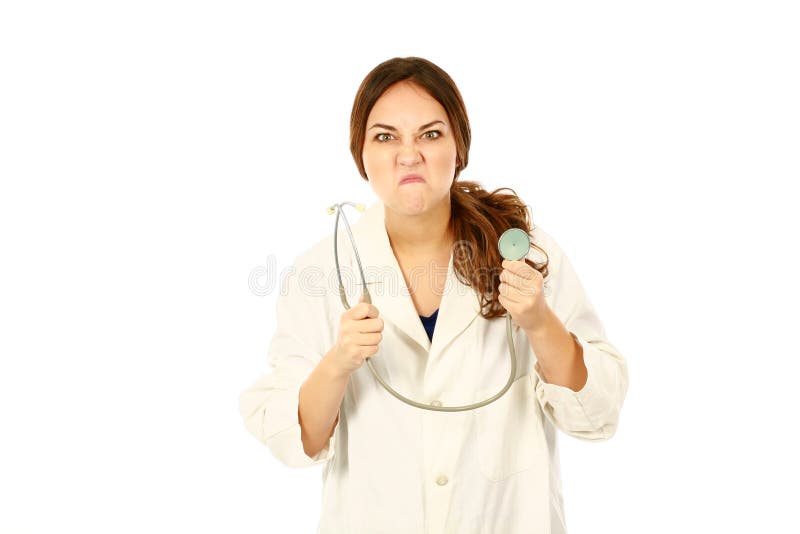 Angry doctor with stethoscope