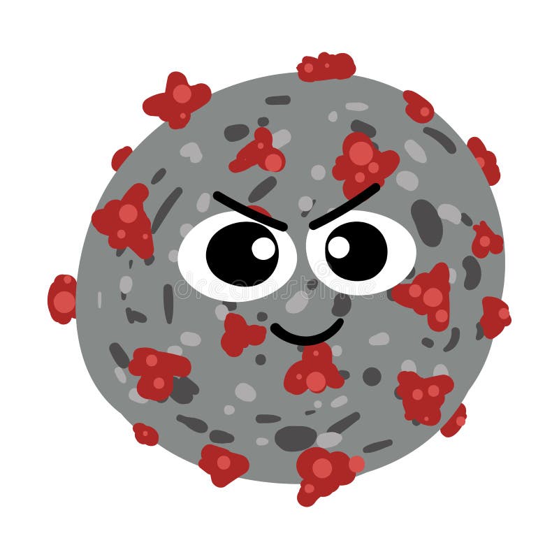 Angry Coronavirus Virus Caricature With Red Angry Eyes Vector