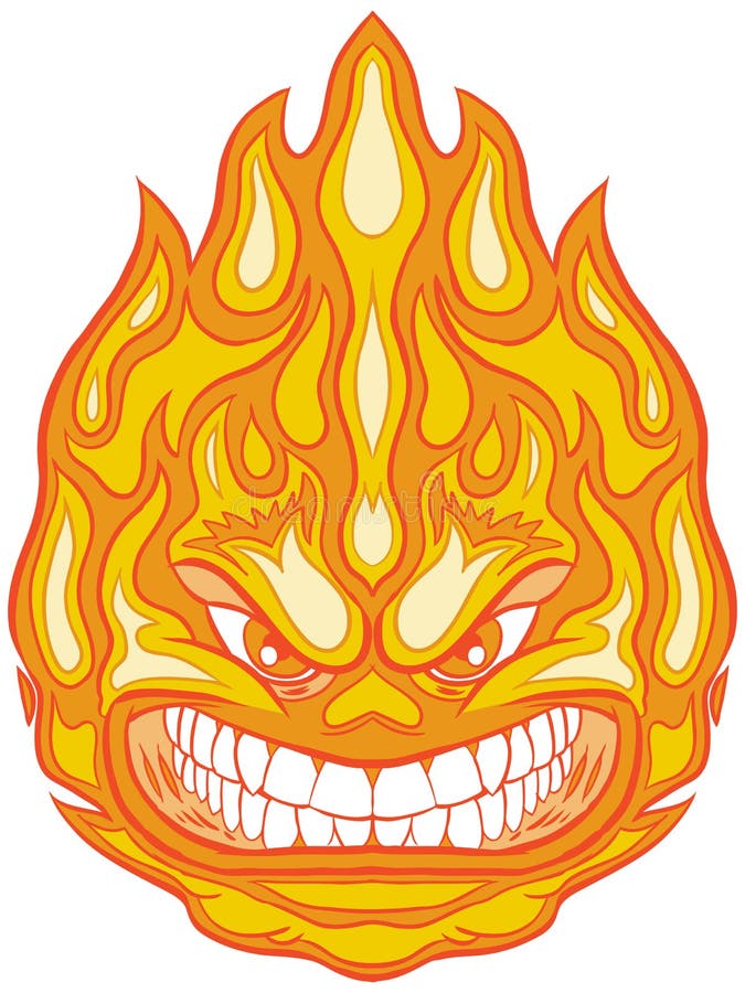 Fire Ball Angry Cartoon Face Vector Stock Vector - Illustration of logo