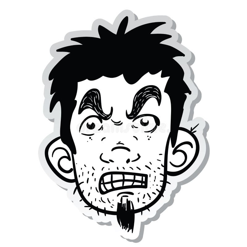 angry clip art black and white